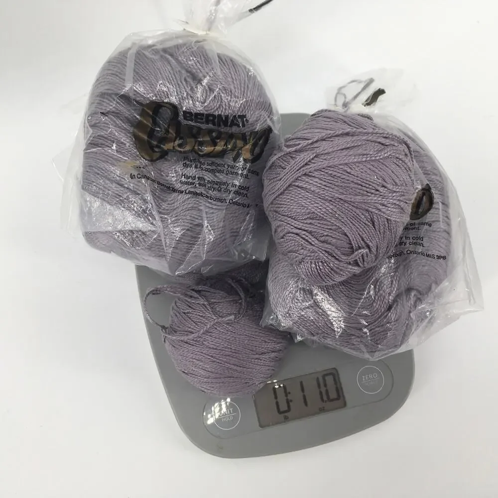 Vtg Bernat CASSINO Yarn Lot 6 Balls Skeins 100% Mercerized Cotton Purple